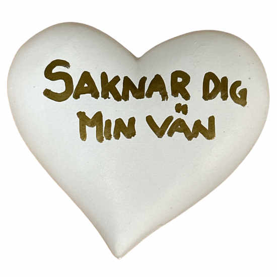 Hjärta med texten Saknar dig min vän. 10 x 9 cm i gruppen Gravdekorationer / Gravsmyckning / Hjärtan hos Kransmakaren.se (101481-345)